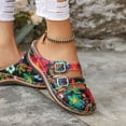 thumbnail image 3 of Women's Suede Clogs with Arch Support Floral Embroidery Slip On Wedge Platform Sandals Non Slip Close Toe Slides Black Size 7, 3 of 7