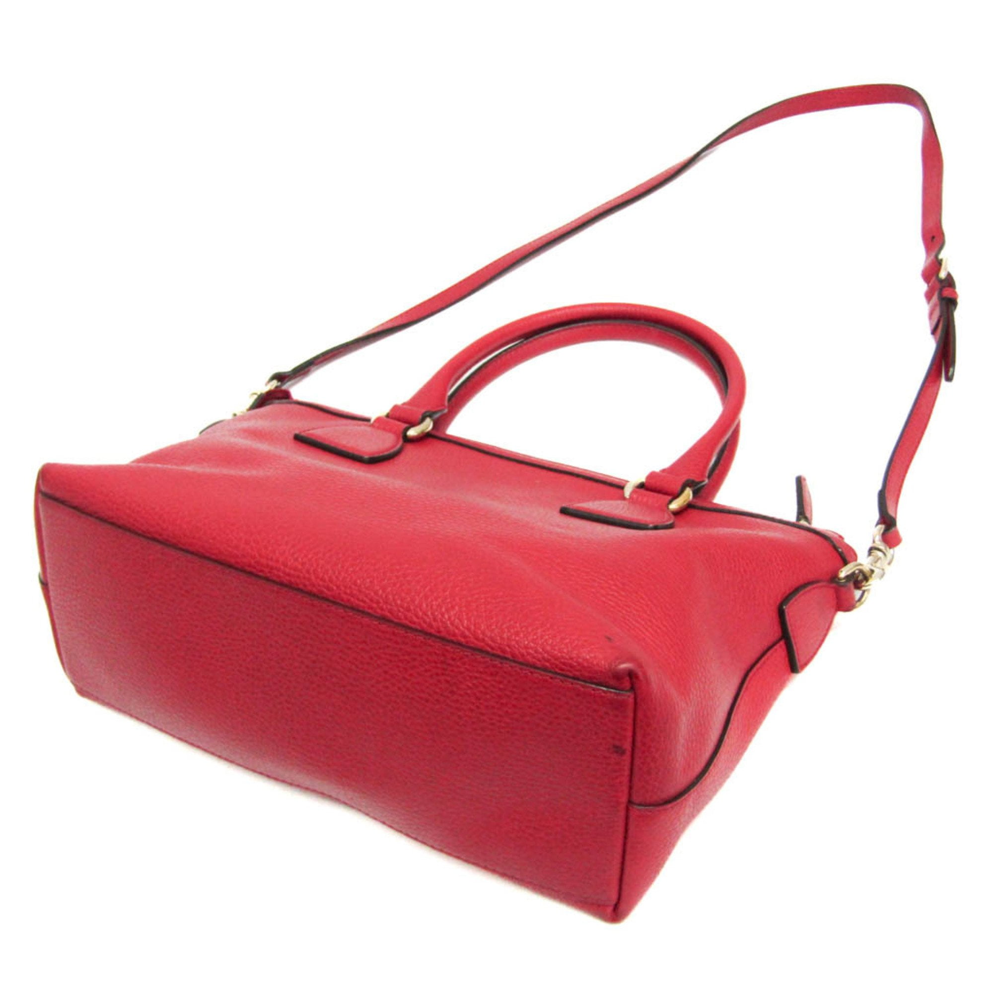Pre-Owned Gucci Interlocking G 449659 Women's Leather Handbag,Shoulder Bag Red Color
