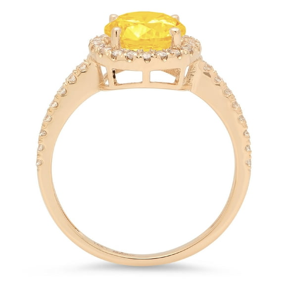 1.8 ct Round Cut Natural Citrine Halo Engagement Ring for Women in 18K Yellow Gold