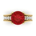 thumbnail image 2 of Clara Pucci 14K Yellow Gold 3.39 Simulated Ruby Engraveable Engagement Ring + Wedding Band Set, 2 of 7