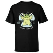 Star Wars The Mandalorian Grogu Galaxy’s Greetings Holiday Standard - Short Sleeve T-Shirt for Kids – Customized-Black