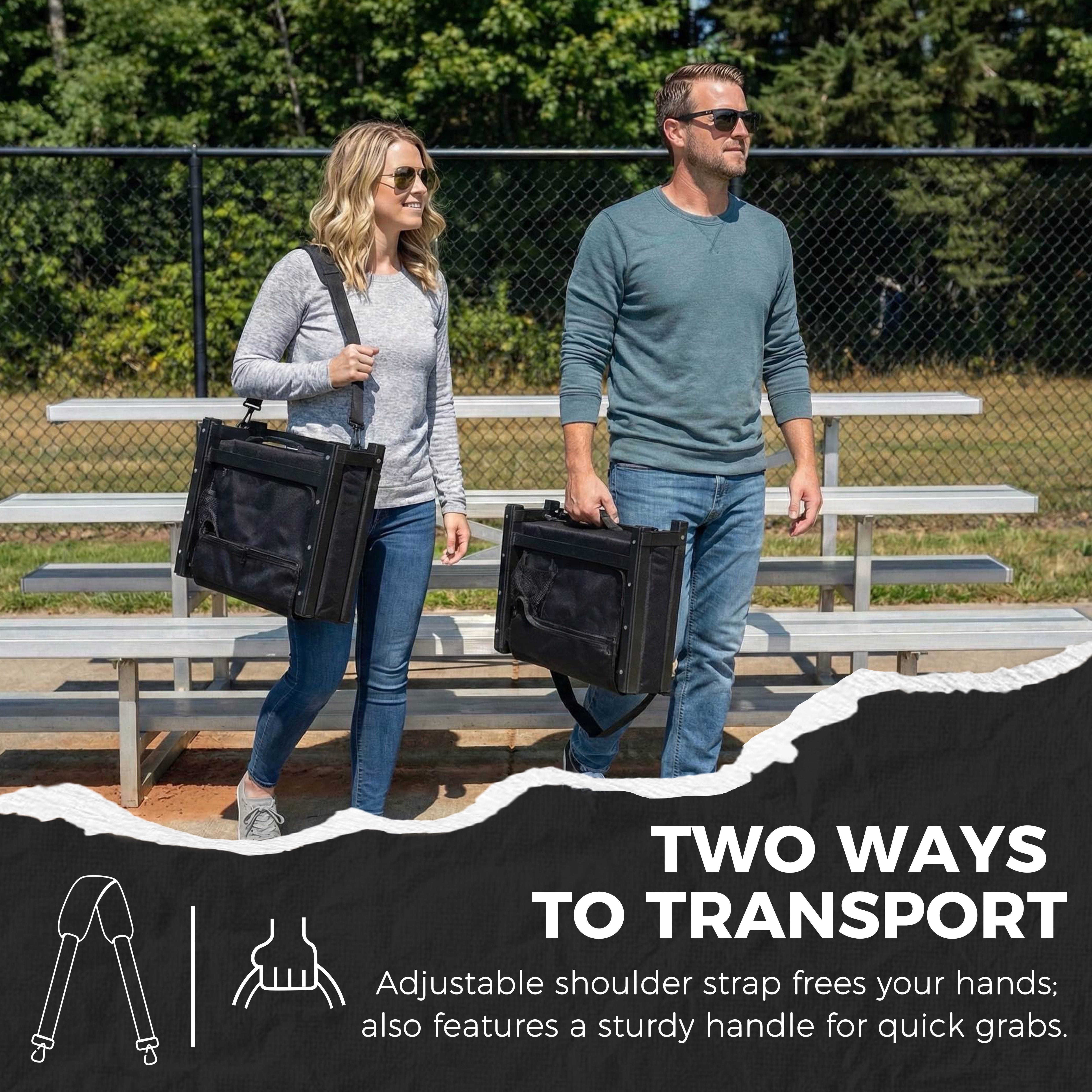 SPORT BEATS Stadium Seats with Back Support Bleacher Chairs with Back and Cushion Thick Padded Bleacher Seats Includes Shoulder Strap