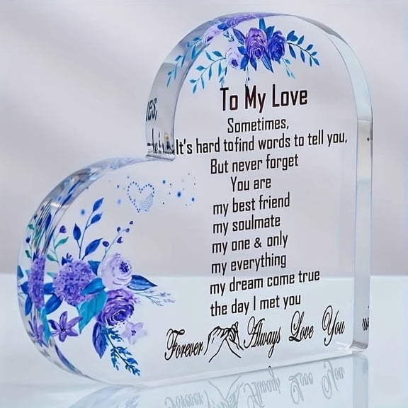 To My Love Heart Shaped Plaque Home Office Desk Decoration Romantic Souvenir Gift For Girlfriend Boyfriend Wife Husband Perfect Valentines Day Christmas Birthday Gift