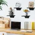 thumbnail image 2 of PHOENANCEE Small Floating Shelves,Speaker Shelf,Trapezoid Wall Shelf for Table Lamp Plants Display,Decorative Wood Ledges Chic for Living Room,Bedroom,Kitchen,Office,Pine,8x6 Inch,4 Pack(Black) C82, 2 of 3