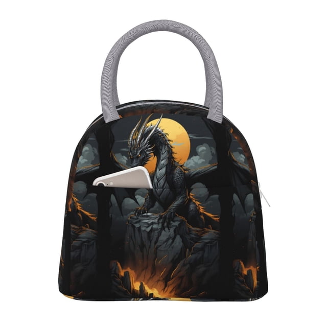 Disketp Full Moon Black Dragon Bolsa Térmica para Almuerzo, Lonchera con Abertura Amplia y Gran Capacidad, Organizador Reutilizable para Mujeres, Hombres y Adultos