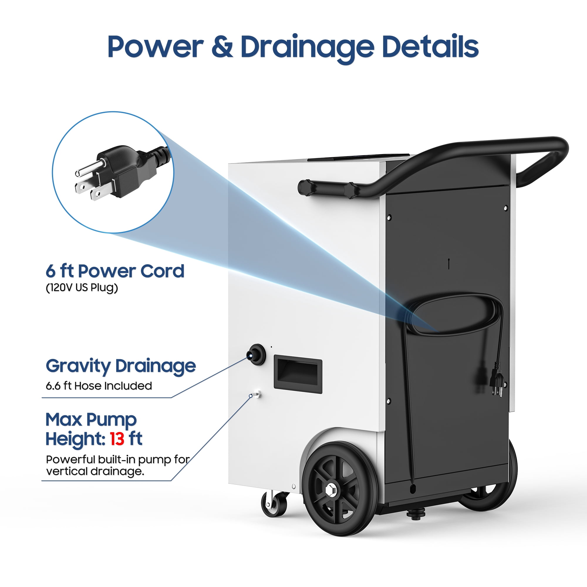 AVAHUM 160 Pints Commercial Dehumidifier with Pump for 1,200 sq. ft, Industrial Dehumidifier for Basements and Warehouses