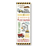 Red, Yellow and Black Construction Truck, Digger and Crane Typography Panel; 1-6x18" Unframed Paper Poster