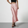 thumbnail image 2 of Arnsht Women's Fashion Satin Maxi Skirt High Waisted Elastic Waistband Silk A-Line Casual Party 2025 Trendy Long Skirts Pink M, 2 of 8