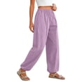 thumbnail image 6 of Yifymode Womens Balloon Pants Trendy Casual Elastic Waist Wide Leg Harem Pants Baggy Pleated Lantern Trousers, 6 of 7