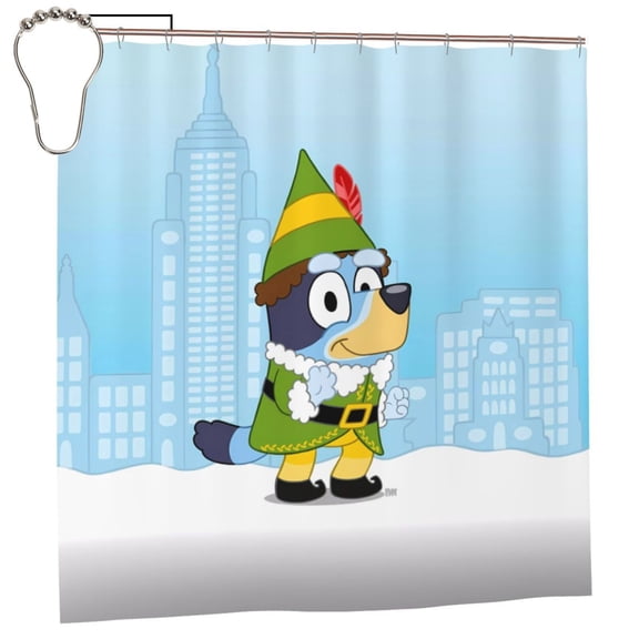 Zofaai Bluey Pattern Waterproof Bathroom Shower Curtain 72x72in, Quick Dry High Temperature Resistant Privacy Shower Curtain with Hooks