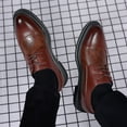 thumbnail image 3 of Men's Business Leather Dress Shoes Formal Pointed Toe Lace Up Flat Oxford Shoes Comfortable Non Slip Walking Shoes Brown Size 10.5, 3 of 6