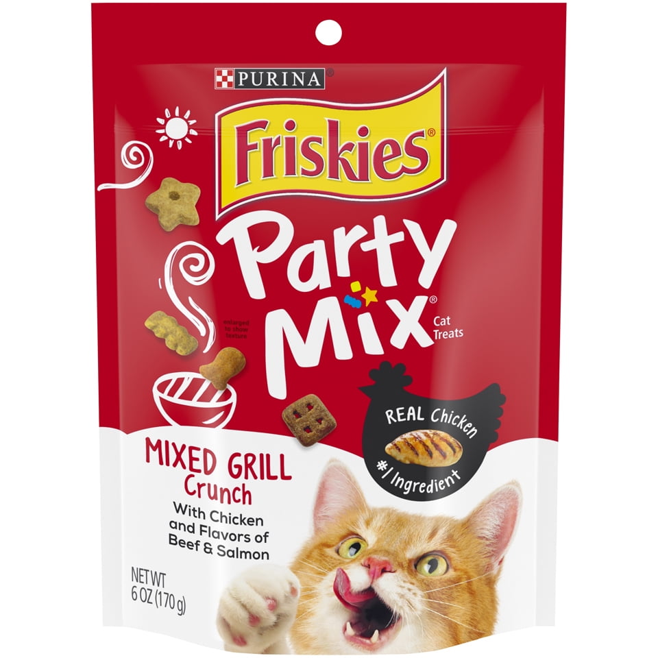 Friskies Cat Treats, Party Mix Mixed Grill Crunch, 6 oz. Pouch
