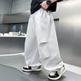 thumbnail image 6 of CONROSES Kids Boys Casual Pants Wide Leg Baggy Pant for Child Solid Elastic Waist Cozy Jogger Trousers with Pockets, 6 of 9