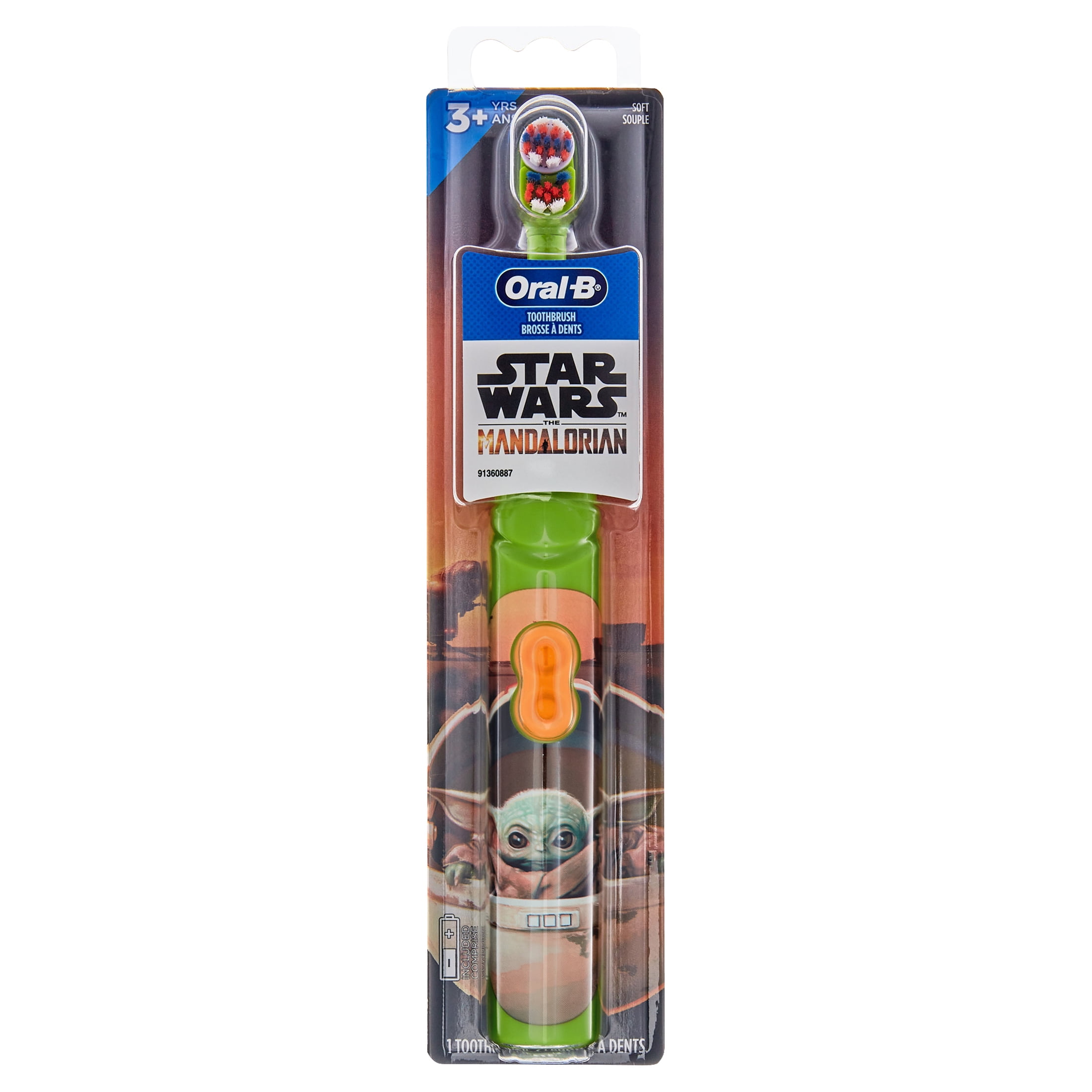 Oral-B Kids Toothbrush, Battery Toothbrush Featuring Lucasfilm's Mandalorian, Full Head, Soft, for Children 3+