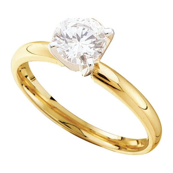 14K Yellow Gold Womens Round Diamond Solitaire Bridal Wedding Engagement Ring 1/4 Cttw, Womens Size: 5-10