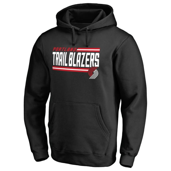 Men's Black Portland Trail Blazers Onside Stripe Pullover Hoodie