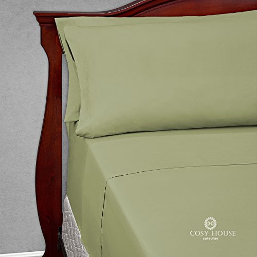 Cosy House Bamboo Bed Sheets 4 Piece Set: 1 Deep Pocket Fitted Sheet, 1  Flat Sheet, 2 Pillowcases, All in Zippered Tote | Silky Microfiber Blended  with Rayon Derived from Bamboo - Queen, Sage Green - Walmart.com