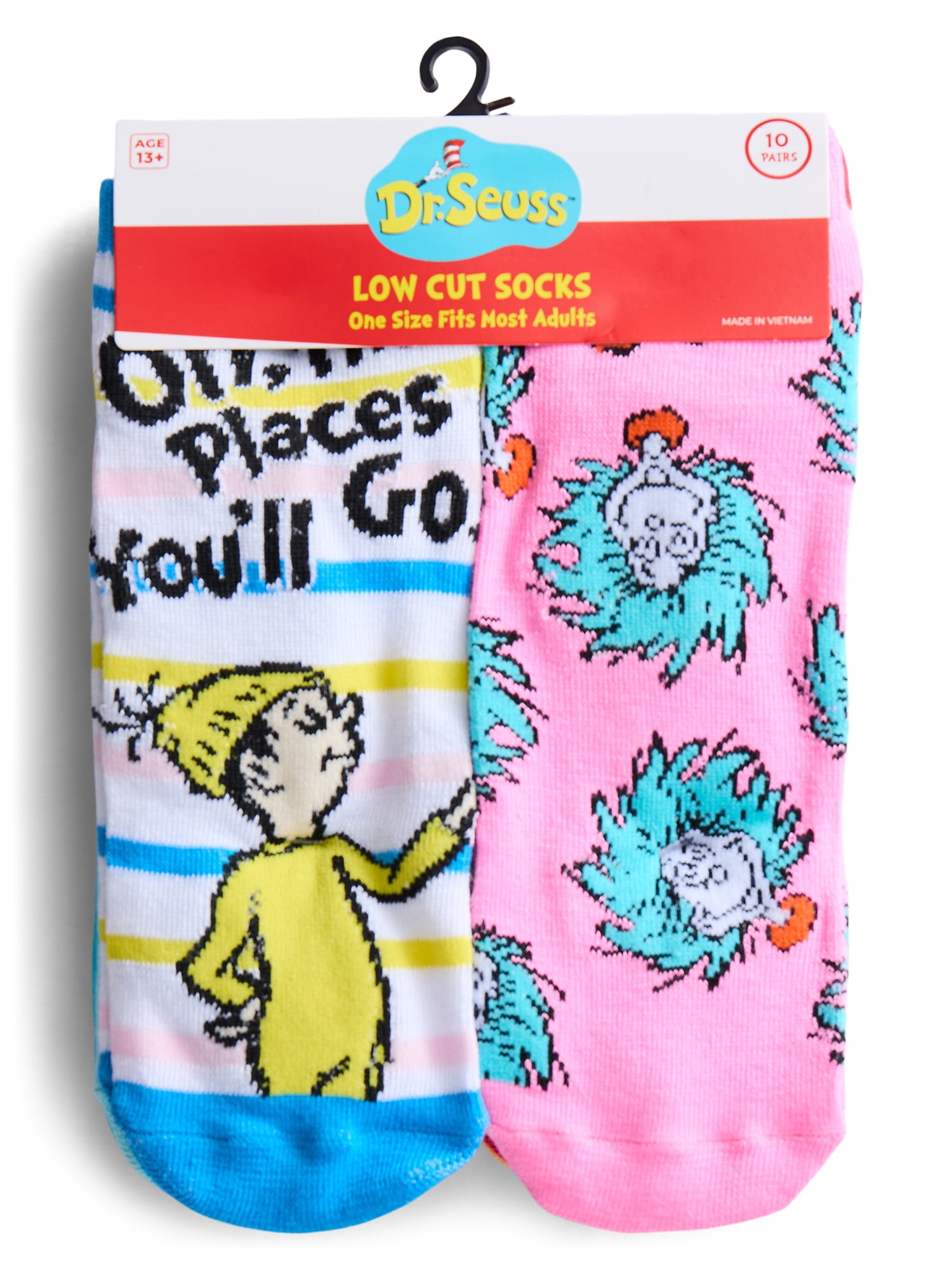 Dr. Seuss Women's Low-Cut Socks, 10-Pack, Shoe Sizes 4-10