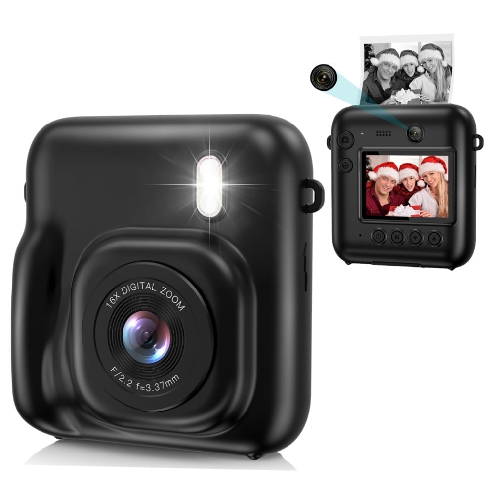 30 MP Kids Camera Instant Print,Birthday Gifts for Kids Age 3-12,Selfie Digital Camera,Toddler Portable Travel Camera Toy for 4 5 6 7 8 9 Year Old Boys Girls-Black