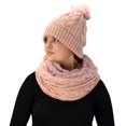 thumbnail image 5 of Peach Couture Thick Warm Crochet Beanie Hat & Plush Fur Lined Infinity Loop Scarf Set, 5 of 10