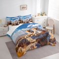 thumbnail image 3 of jejeloiu Wild Tiger Print 7pcs Bedding Comforter Set,Brown Blue Queen Bedding Sets For Men Women Reversible, 3 of 8