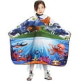 thumbnail image 3 of DOKKIA Kids Barber Cape Haircut Hair Cutting Children Toddler Boys Girls Hairdressing Salon Styling Cloth Apron Cover Gown (Cartoon Sea World/40×50" INCH), 3 of 7