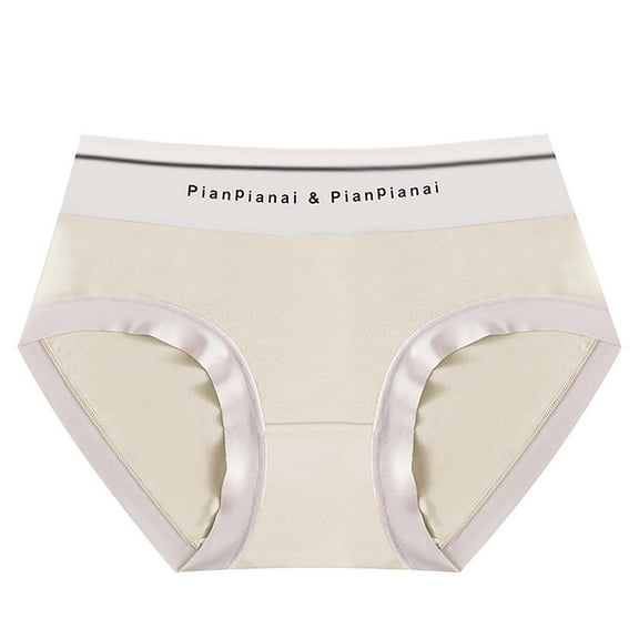 SNOWSONG Womens Underwear Women's Modal High Waist Bikini Bottoms Stretchy Smooth Breathable Seamless Triangles Seamless Underwear Plus Size Panties Tummy Control Underwear Beige L