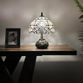 thumbnail image 3 of Tiffany Table Lamp White Baroque Style Lavender Stained Glass LED Bulb Included Dragonfly Base for Living Room Bedroom Bedside 10"W*10"D*14"H, 3 of 7