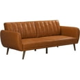 thumbnail image 4 of AmPm Brittany Futon, Convertible Sofa & Couch, Camel Faux Leather, 4 of 8