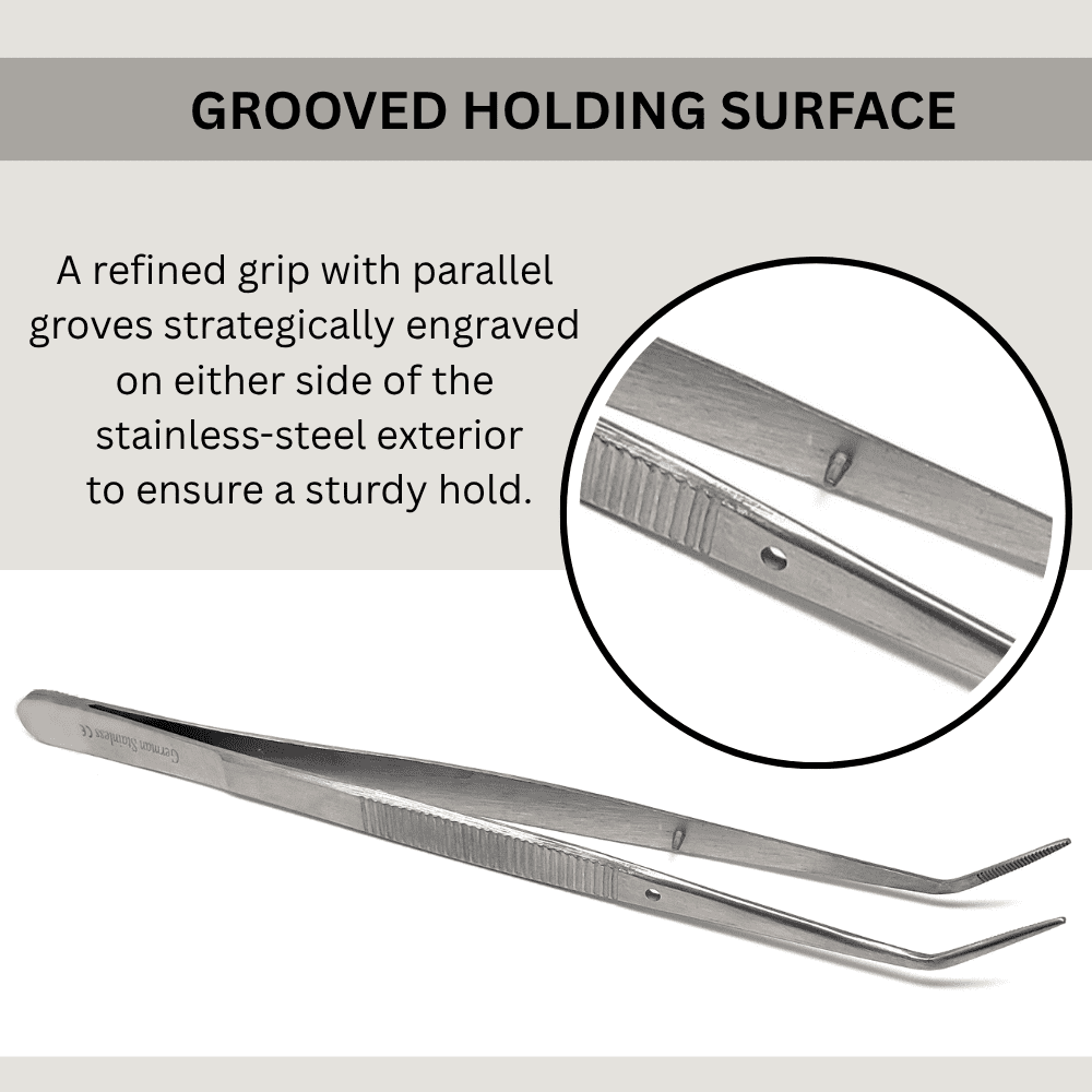 24 Pcs College Cotton Plies Lab Tweezers Angled Serrated Tips Made of Stainless Steel Multipurpose Tweezers - 6"