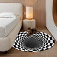 thumbnail image 2 of Abstract Plaid Round Rug 4Ft Black White Checkered Spiral Illusion Tunnel Interior Circle Area Rugs Washable Non Slip Indoor Floor Mats Carpet for Living Room Bedroom Dining Room Home Decor, 2 of 9