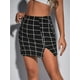 thumbnail image 3 of Falda Milumia elegante de cintura alta con dobladillo a cuadros para mujer, 3 of 7