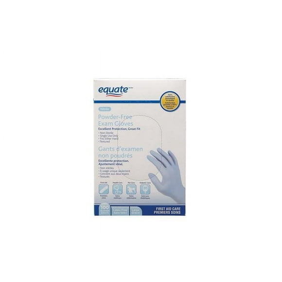 Equate Nitrile Powder-Free Exam Gloves, 100 Gloves, Large Grand