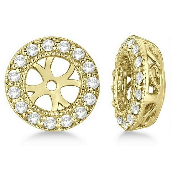 Boucles d'Oreilles Vintage en Diamant Taille Ronde en Or Jaune 14 K (0,22 Ct)