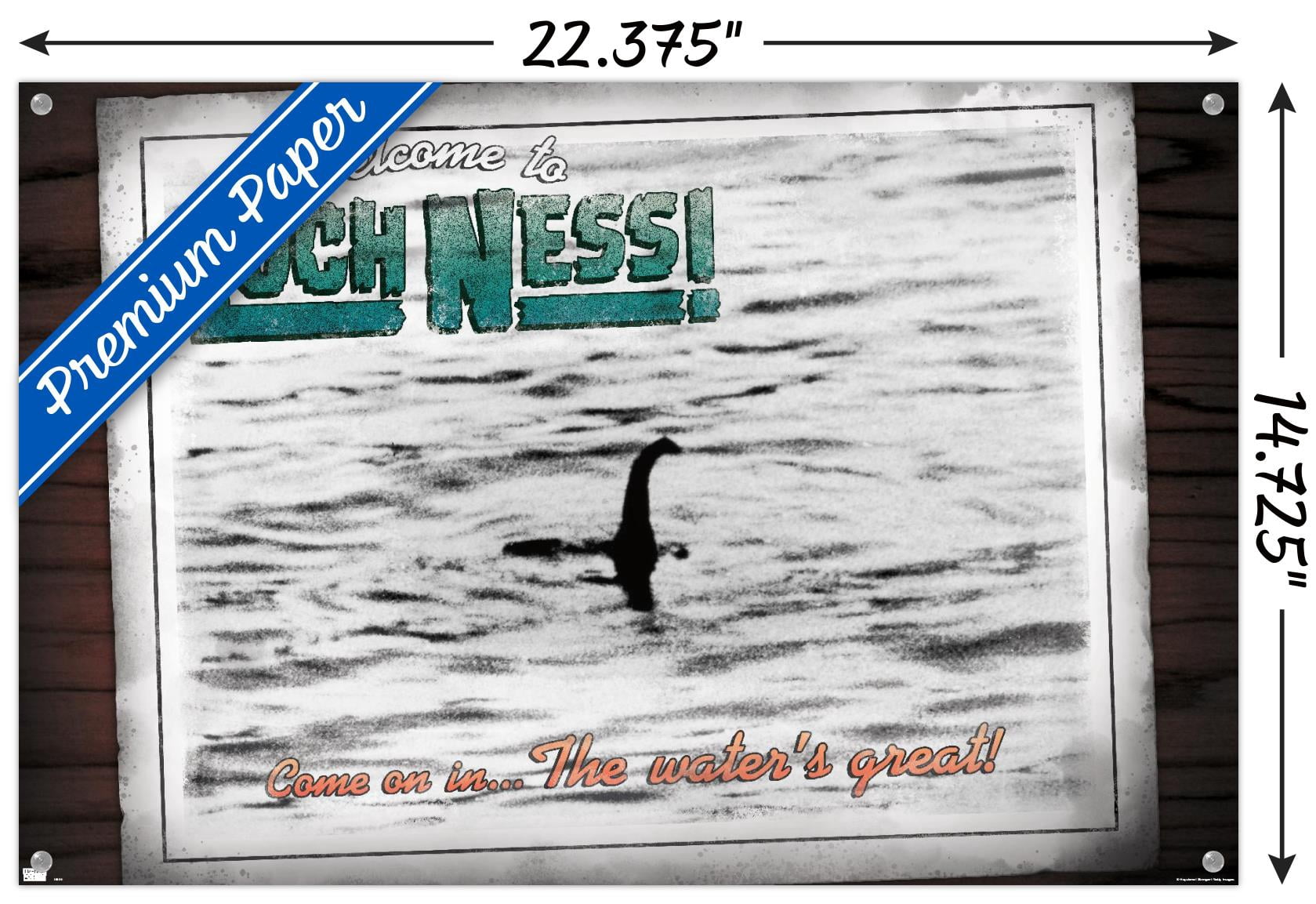 Loch Ness Monster Wall Poster with Push Pins, 14.725" x 22.375"