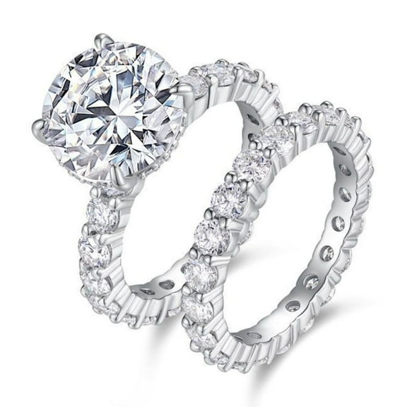 5 Carat Moissanite Wedding Ring Set D Color VVS1 925 Sterling Silver Moissanite Engagement Rings Bridal Set for Women Size 5-9