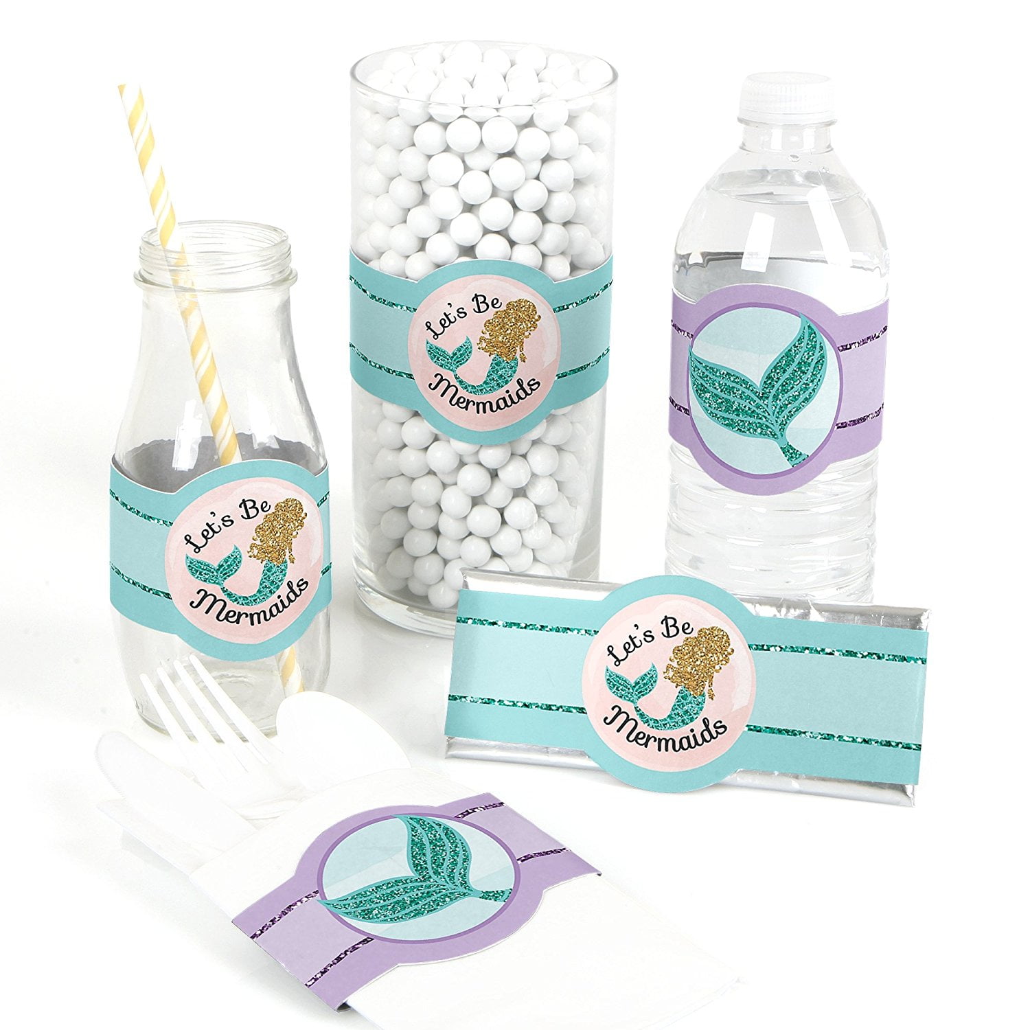 Let's Be Mermaids DIY Party Supplies Baby Shower or Birthday Party