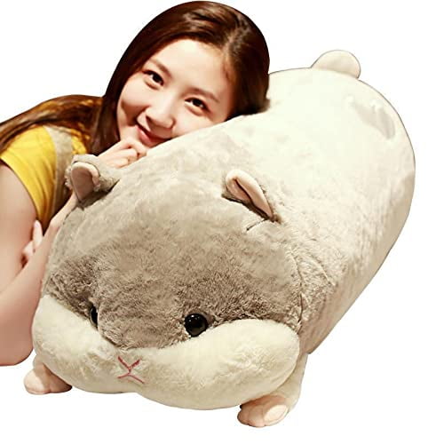 Hamster Peluche Corps en Peluche Oreillers en Peluche Super Doux Hamster Peluche Jouet Cadeau (Couleur: Gris: 50cm 19,6 Pouces)