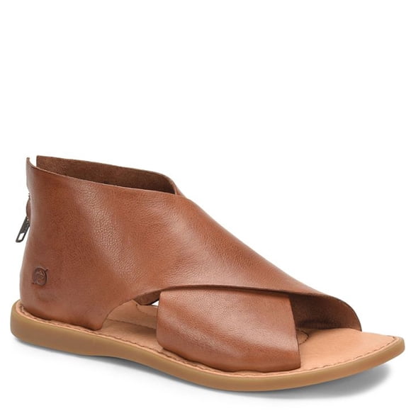 Born Women Iwa Sandals, Medium Width, Back Functional Zipper, Brown