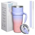 thumbnail image 4 of THILY 40 oz Insulated Tumbler with Handle - Stainless Steel Coffee Travel Mug with Lid and Straws, Keep Drinks Cold for 34 Hours or Hot for 12 Hours, BPA Free, Lavender Dream, 4 of 4