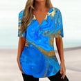 thumbnail image 2 of Xihbxyly Zippered Tops for Women Plus Size V Neck T Shirts Women Short Sleeve Shirt Half Zipper Blouse Loose Comfortable Print Top Blouse Graphic Tee Shirts 2024 Summer Tops #4, 2 of 5