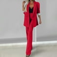 thumbnail image 3 of Bloomae Women's 2 Piece Suits Business Casual Outfits Long Sleeve Solid Double Breasted Blazer with Pants Professional Office Work Sets Red XXL, 3 of 10