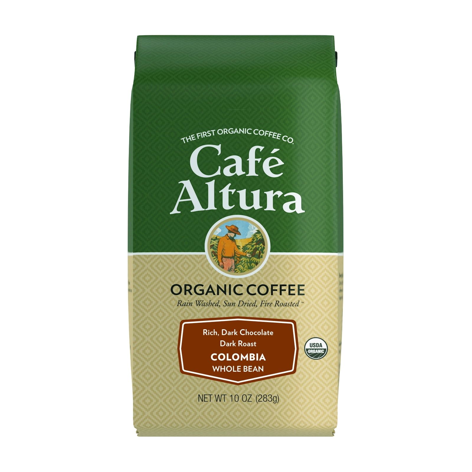 Organic Coffee, Colombia, Whole Bean, Dark Roast, 10 oz (283 g), Cafe Altura