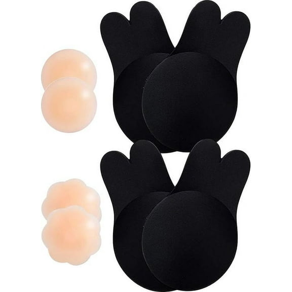 2 Pairs Silicone Sticky Bra, Invisible Adhesive Bra Push Up, Backless, Strapless