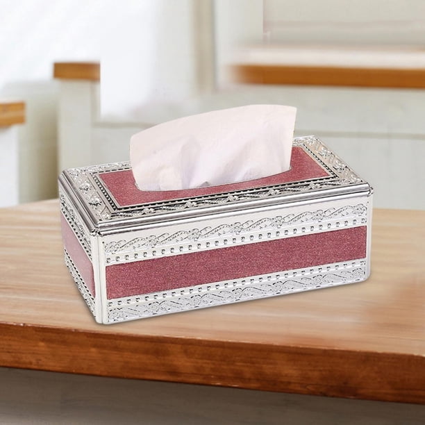 Caja de pañuelos de lujo moderna Macarena soporte de Papel para servilletas rojo plateado Caso de tejido