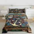 thumbnail image 2 of Homewish Ship Anchor Rudder Queen Comforter Set,Ocean Adventure Bedding Sets,Rustic Farmhouse Cabin Bedding Comforter Set For Men Women,Ultra Soft Home Decor Reversible,3pcs, 2 of 8