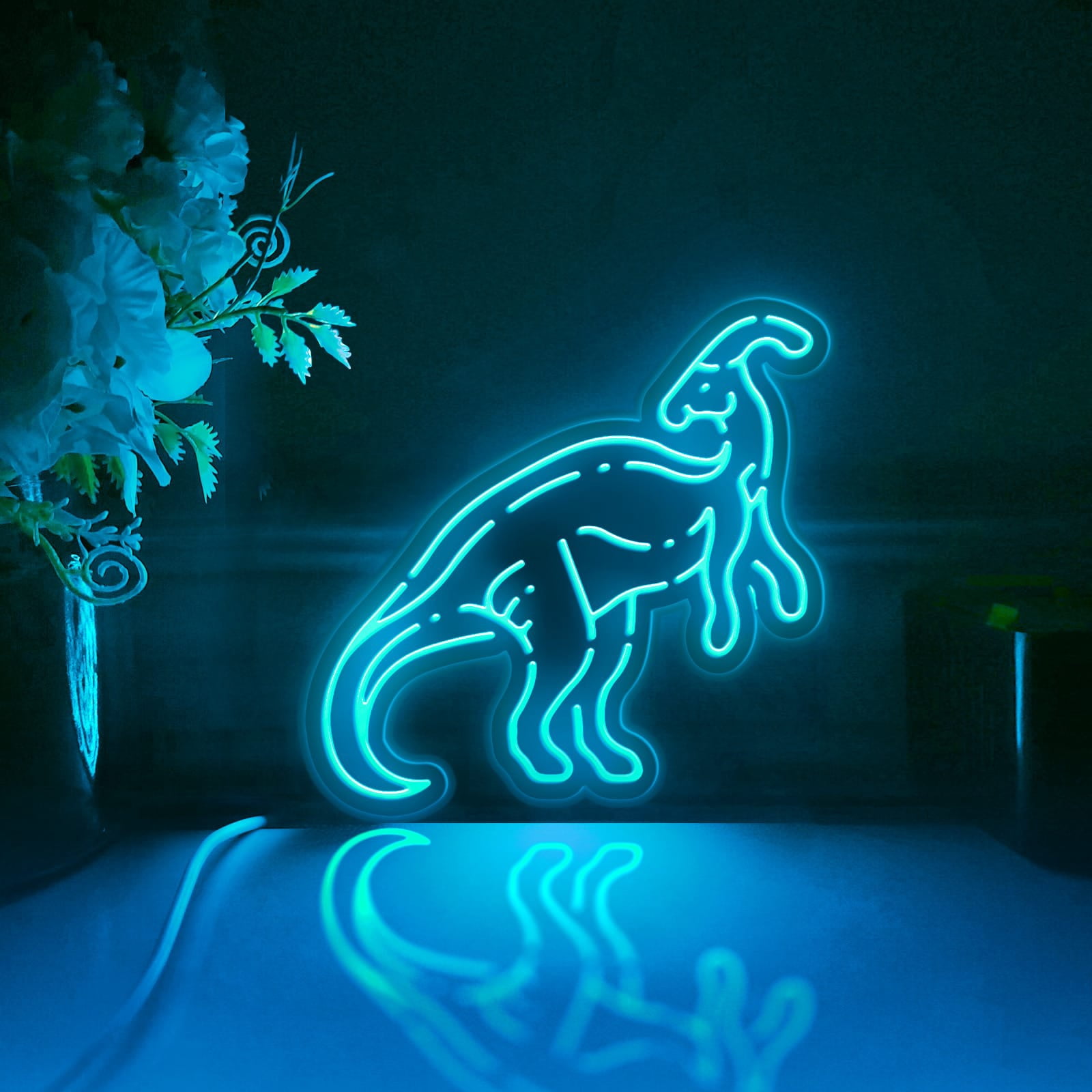 Dinosaur Led Light Box, Dimmable Neon-Like Light Signs USB Power for Wall Decor Bedroom Decoration, Color Flow Effect (WxH) 16"x15"