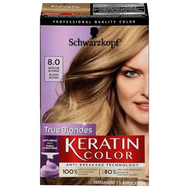 Schwarzkopf Keratin Color Anti-Age Hair Color Cream, 8.0 Medium Blonde (Packaging May Vary)