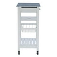 thumbnail image 4 of Riverbay Furniture Pine Wood White Kitchen Island Rectangular Food-Safe Granite Top Locking Casters, 4 of 13