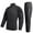 Black, variant on HAiming Mens Cargo 2 Piece Sets Long Sleeve Quarter Zip Tops and Wide Leg Pants Tracksuit Ethletic Outfits with Pockets